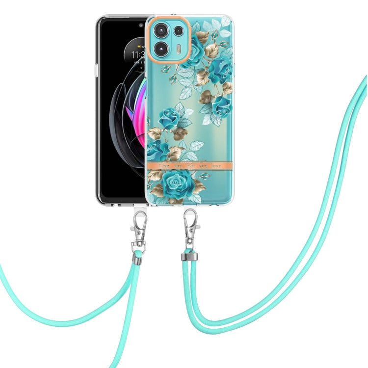For Motorola Edge 20 Lite Flowers Series TPU Phone Case with Lanyard