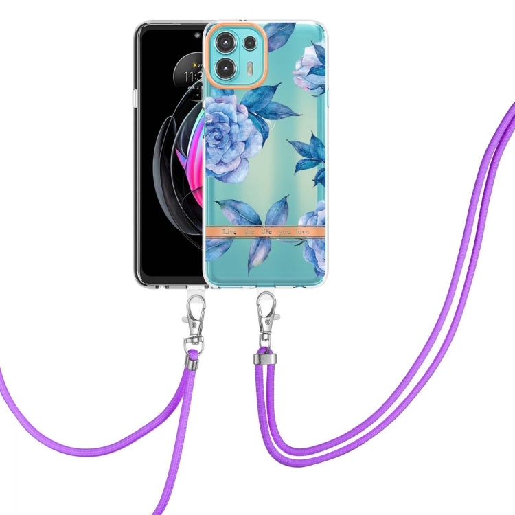 For Motorola Edge 20 Lite Flowers Series TPU Phone Case with Lanyard