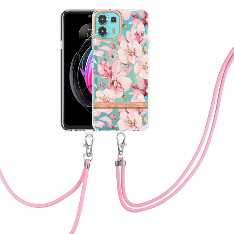 For Motorola Edge 20 Lite Flowers Series TPU Phone Case with Lanyard