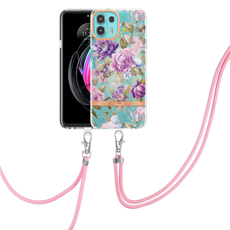 For Motorola Edge 20 Lite Flowers Series TPU Phone Case with Lanyard