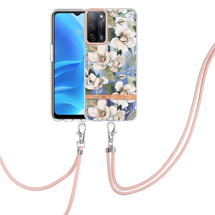 For OPPO A55 5G / A53S 5G / A54 4G / A16 / A54S 4G Flowers Series TPU Phone Case with Lanyard