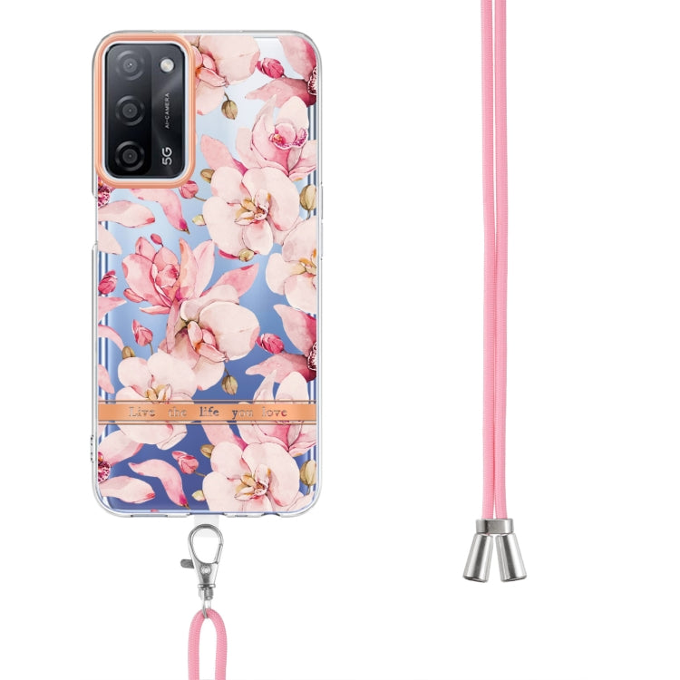 For OPPO A55 5G / A53S 5G / A54 4G / A16 / A54S 4G Flowers Series TPU Phone Case with Lanyard