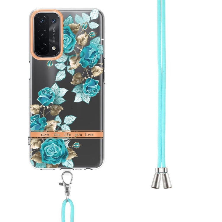For OPPO A74 5G / A93 5G / A54 5G / A93S 5G Flowers Series TPU Phone Case with Lanyard