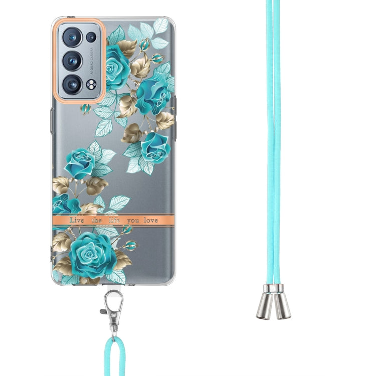 For OPPO Reno6 Pro+ 5G Flowers Series TPU Phone Case with Lanyard