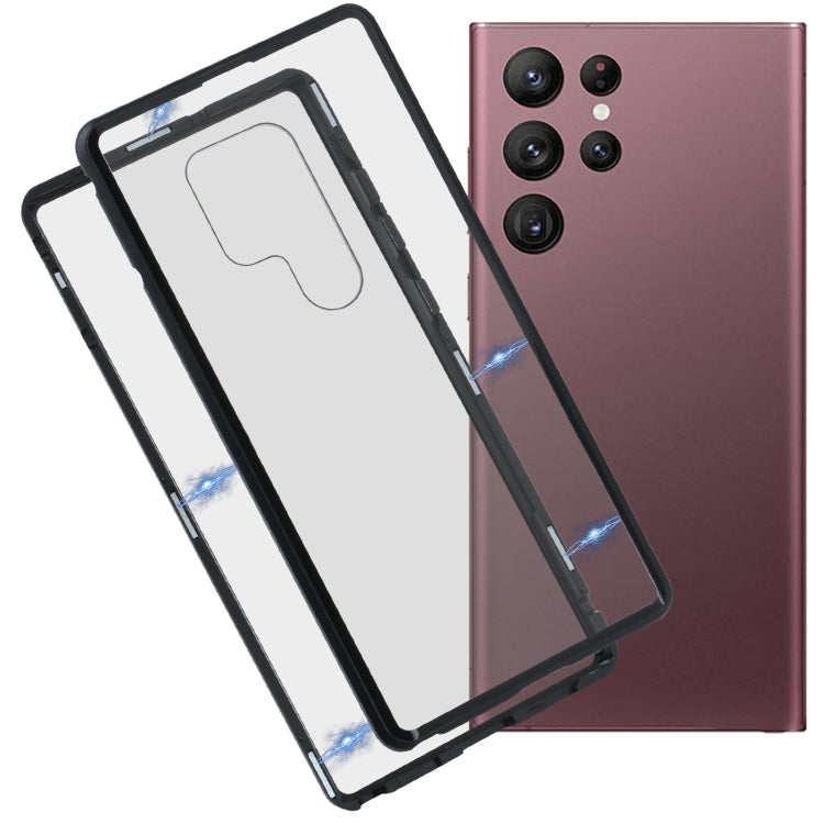 For Samsung Galaxy S22 Ultra 5G HD Magnetic Metal Tempered Glass Phone Case