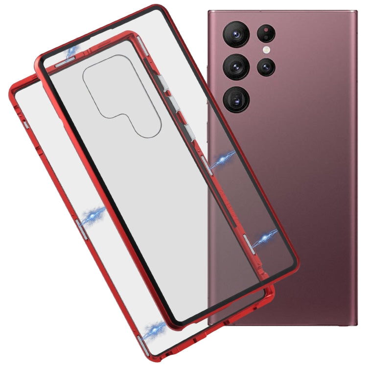 For Samsung Galaxy S22 Ultra 5G HD Magnetic Metal Tempered Glass Phone Case