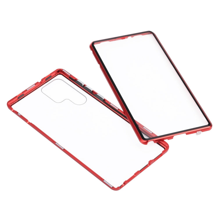 For Samsung Galaxy S22 Ultra 5G HD Magnetic Metal Tempered Glass Phone Case