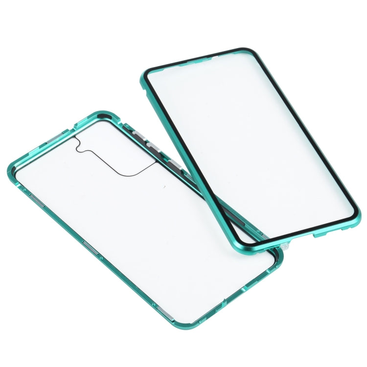For Samsung Galaxy S21 FE 5G HD Magnetic Metal Tempered Glass Phone Case