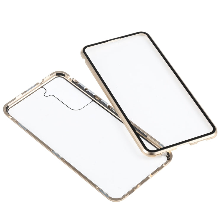 For Samsung Galaxy S21 FE 5G HD Magnetic Metal Tempered Glass Phone Case