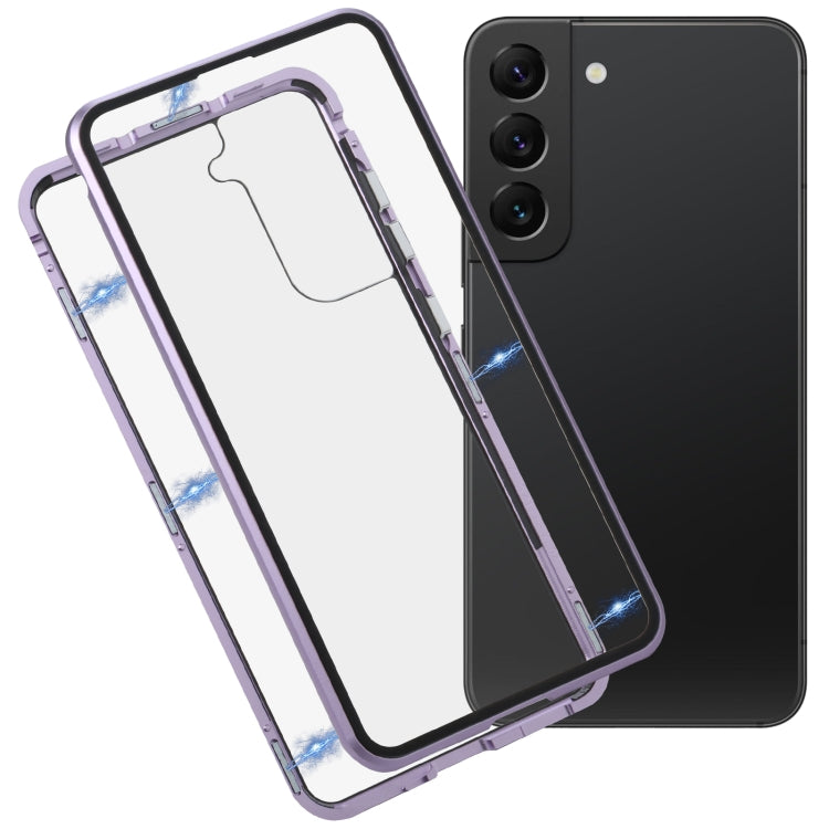 For Samsung Galaxy S21 FE 5G HD Magnetic Metal Tempered Glass Phone Case