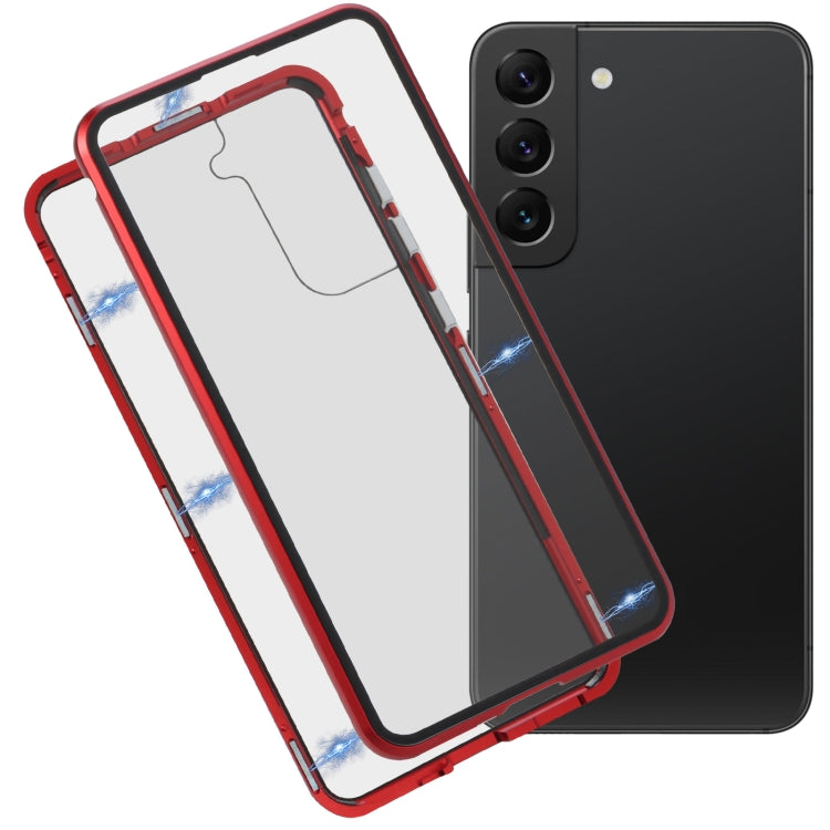 For Samsung Galaxy S21 FE 5G HD Magnetic Metal Tempered Glass Phone Case