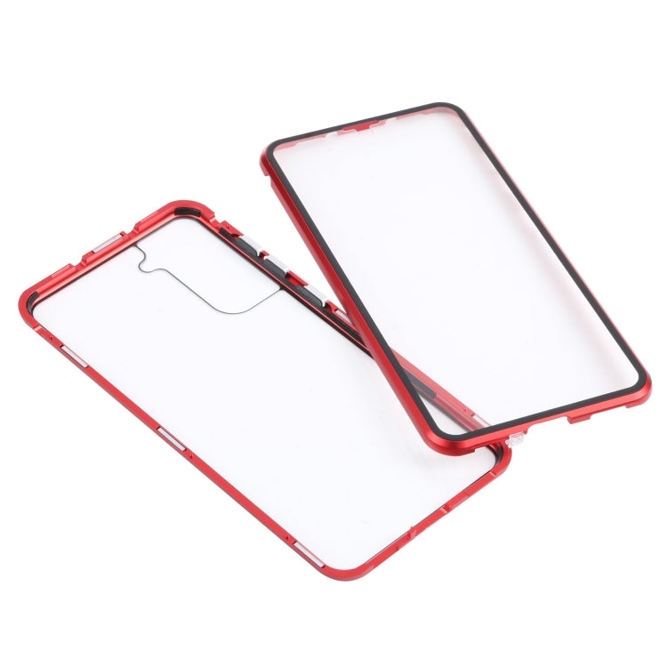 For Samsung Galaxy S21 FE 5G HD Magnetic Metal Tempered Glass Phone Case