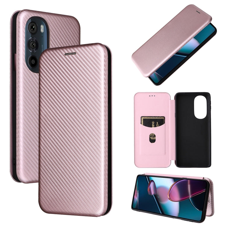 For Motorola Edge X30 Carbon Fiber Texture Horizontal Flip PU Phone Case