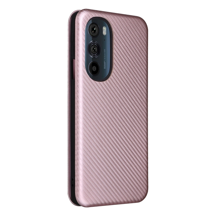For Motorola Edge X30 Carbon Fiber Texture Horizontal Flip PU Phone Case