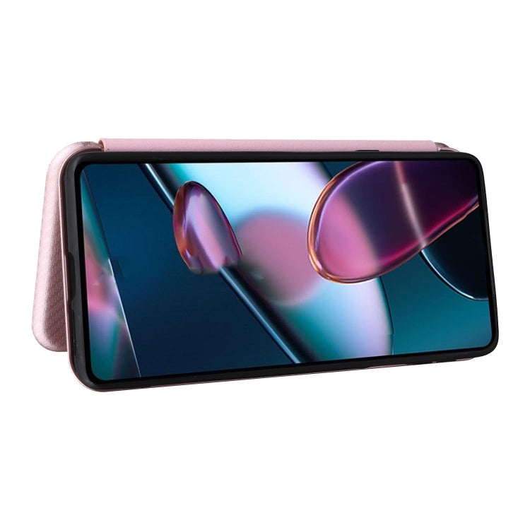 For Motorola Edge X30 Carbon Fiber Texture Horizontal Flip PU Phone Case