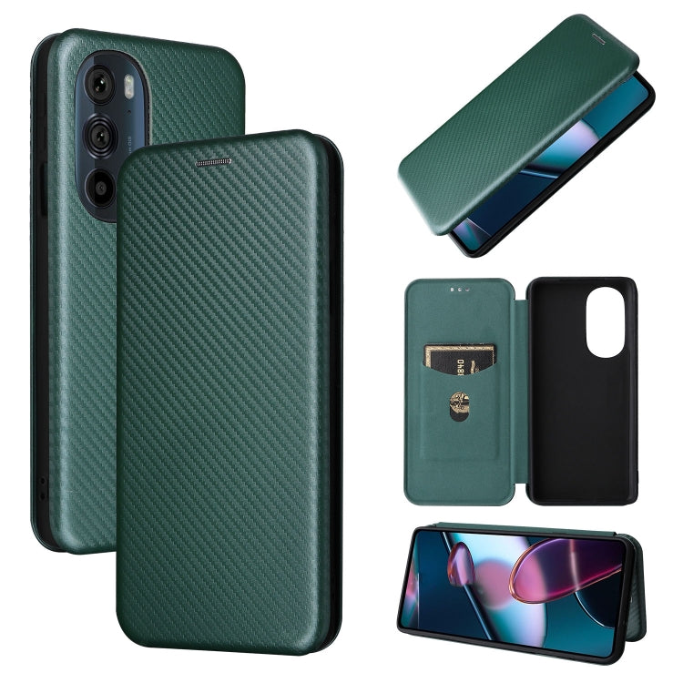 For Motorola Edge X30 Carbon Fiber Texture Horizontal Flip PU Phone Case
