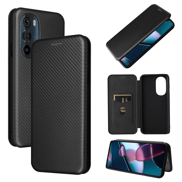For Motorola Edge X30 Carbon Fiber Texture Horizontal Flip PU Phone Case