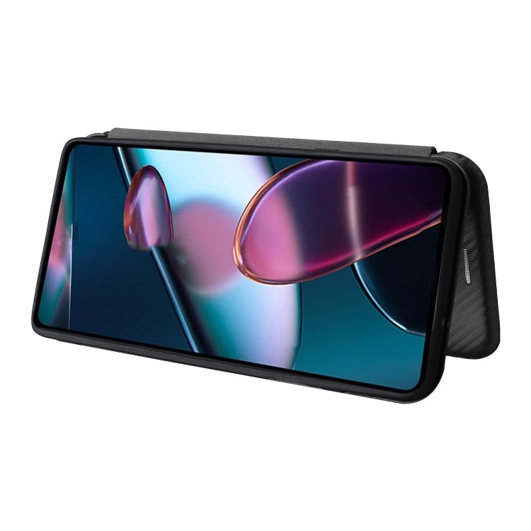 For Motorola Edge X30 Carbon Fiber Texture Horizontal Flip PU Phone Case