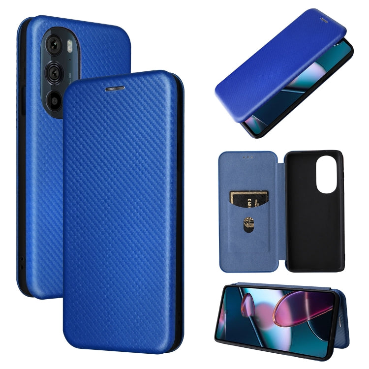 For Motorola Edge X30 Carbon Fiber Texture Horizontal Flip PU Phone Case