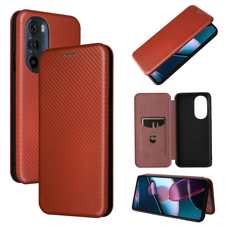 For Motorola Edge X30 Carbon Fiber Texture Horizontal Flip PU Phone Case