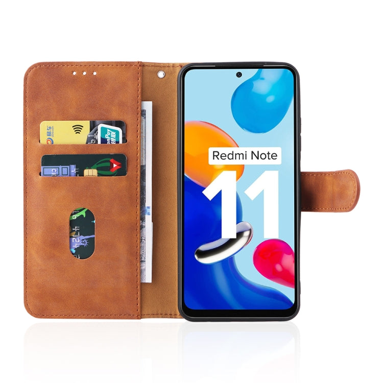 For Xiaomi Redmi Note 11 / Note 11S Global Skin Feel Magnetic Buckle Leather Phone Case
