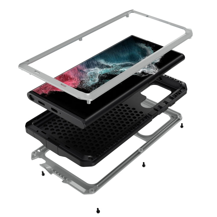 For Samsung Galaxy S22 Ultra 5G Shockproof Life Waterproof Silicone + Zinc Alloy Phone Case
