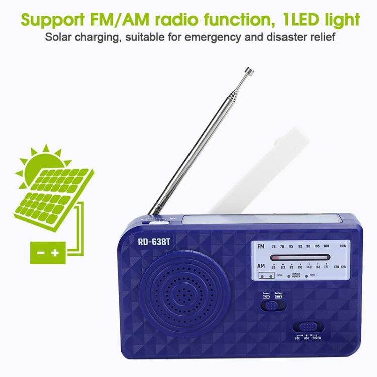 RD-638T Two-band Solar Powered AM / FM Radio Player Flashlight with Dynamo Function