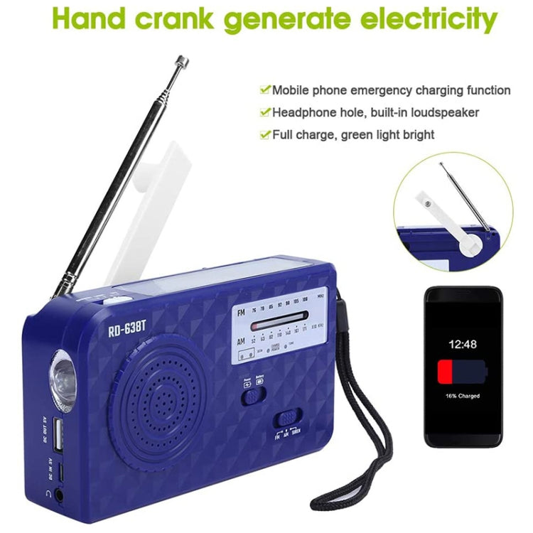 RD-638T Two-band Solar Powered AM / FM Radio Player Flashlight with Dynamo Function