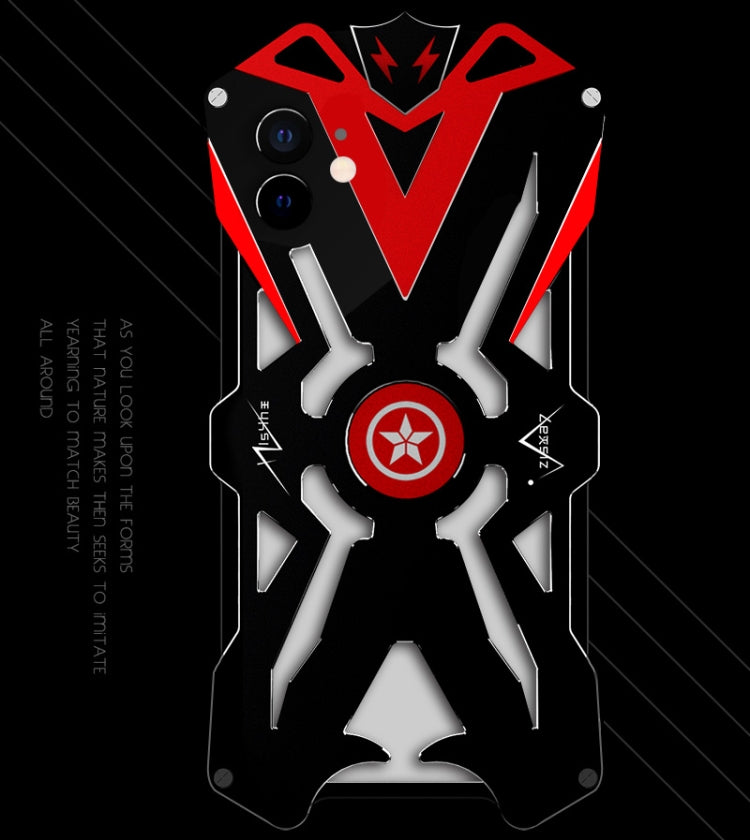 For iPhone 11 Hammer II Shockproof Metal Protective Case(Black Red)