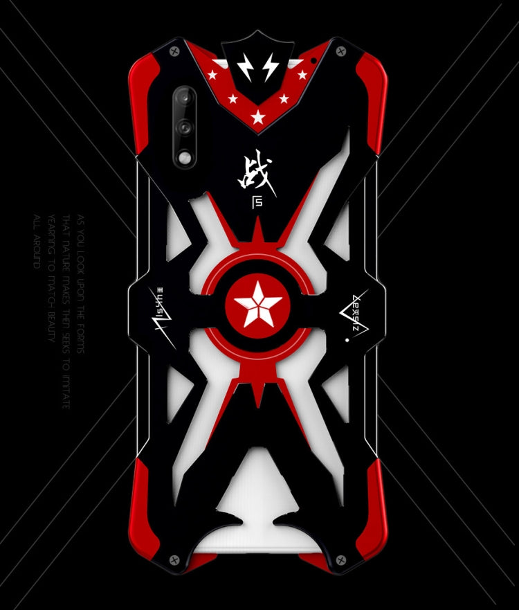 For Huawei Enjoy 10 Hammer II Shockproof Metal Protective Case(Black Red)