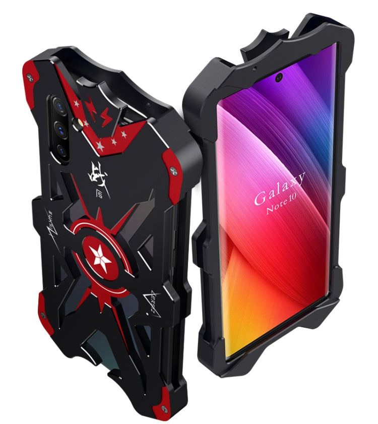 For Galaxy Note 10 + Hammer II Shockproof Metal Protective Case(Black Red)