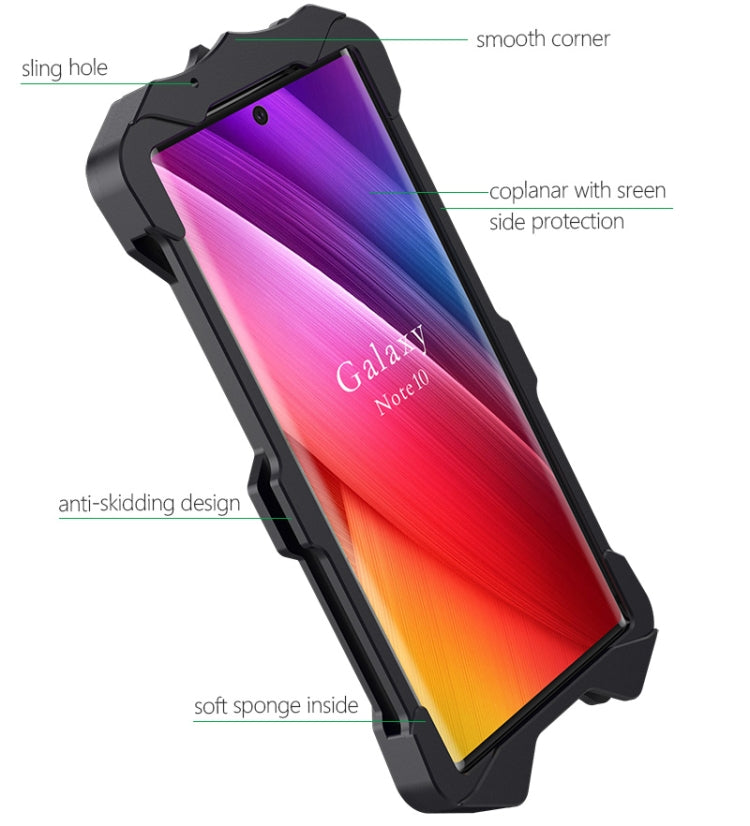 For Galaxy Note 10 + Hammer II Shockproof Metal Protective Case(Black Red)