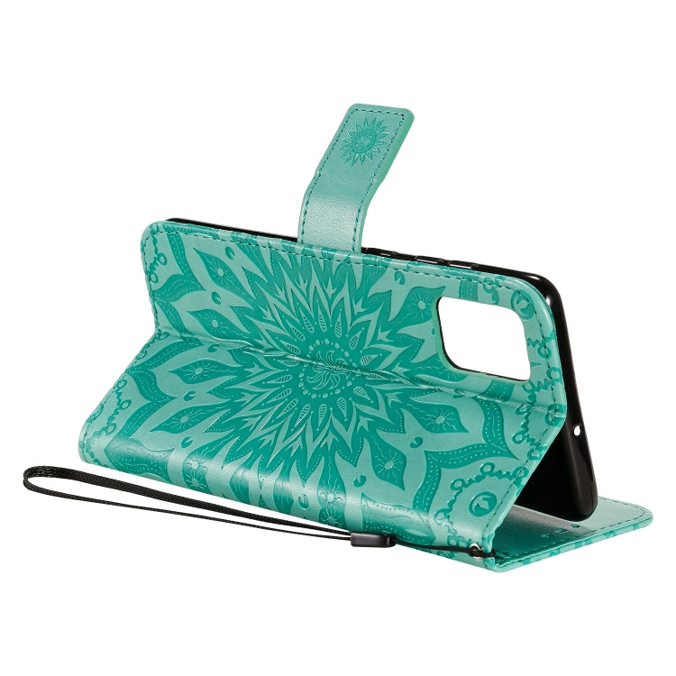 For Galaxy A71 Sun Print Horizontal Flip Protective Case with Holder & Card Slots & Wallet