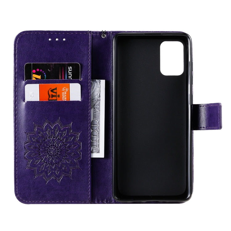 For Galaxy A71 Sun Print Horizontal Flip Protective Case with Holder & Card Slots & Wallet