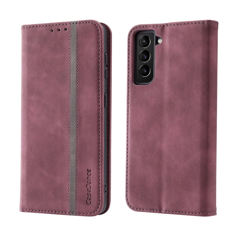 For Samsung Galaxy S21 FE Splicing Skin Feel Magnetic Leather Phone Case