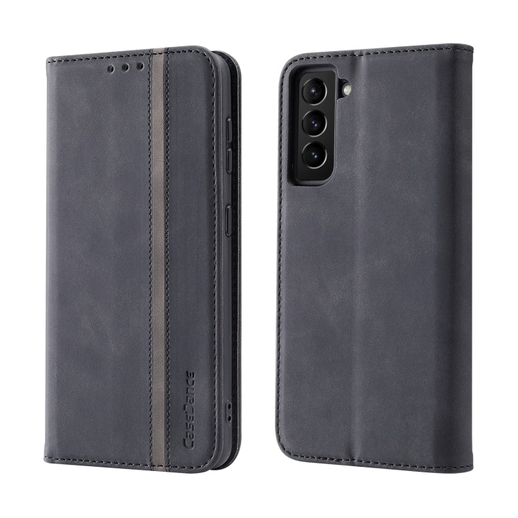 For Samsung Galaxy S21 FE Splicing Skin Feel Magnetic Leather Phone Case