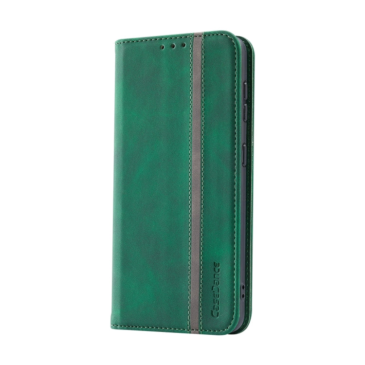 For Samsung Galaxy S21 FE Splicing Skin Feel Magnetic Leather Phone Case