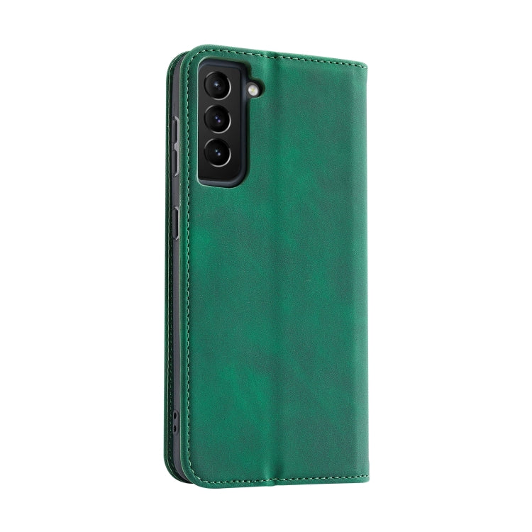 For Samsung Galaxy S21 FE Splicing Skin Feel Magnetic Leather Phone Case