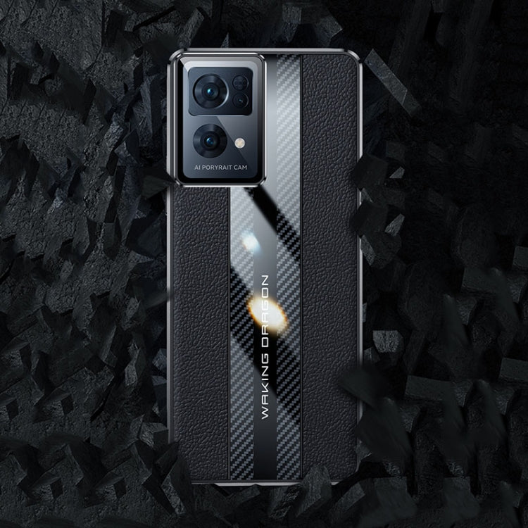 For OPPO Reno5 Pro Racing Car Design Leather Electroplating Process Anti-fingerprint Protective Phone Case(Blue)