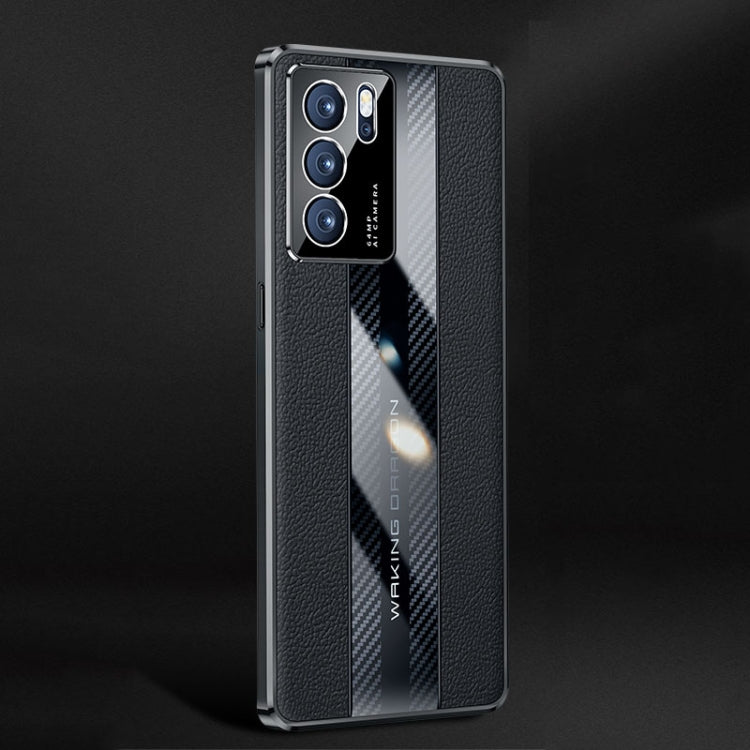 For OPPO Reno6 Racing Car Design Leather Electroplating Process Anti-fingerprint Protective Phone Case(Black)