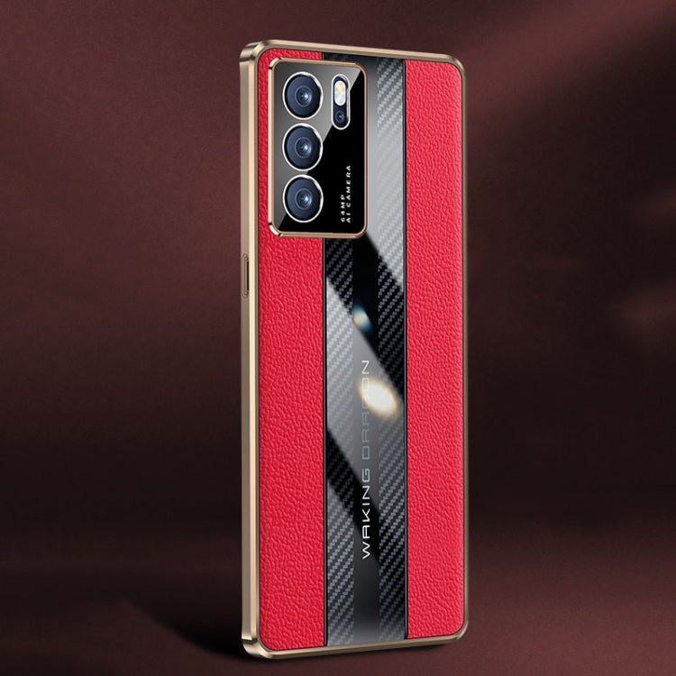 For OPPO Reno6 Pro Racing Car Design Leather Electroplating Process Anti-fingerprint Protective Phone Case
