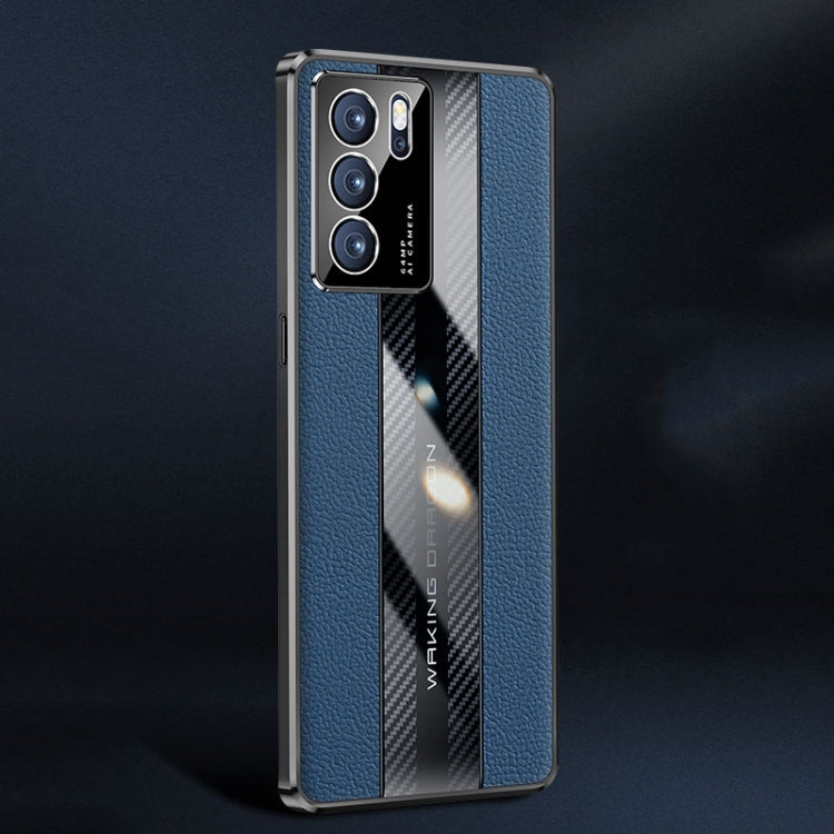 For OPPO Reno6 Pro Racing Car Design Leather Electroplating Process Anti-fingerprint Protective Phone Case