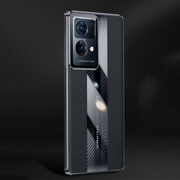 For OPPO Reno7 Pro Racing Car Design Leather Electroplating Process Anti-fingerprint Protective Phone Case