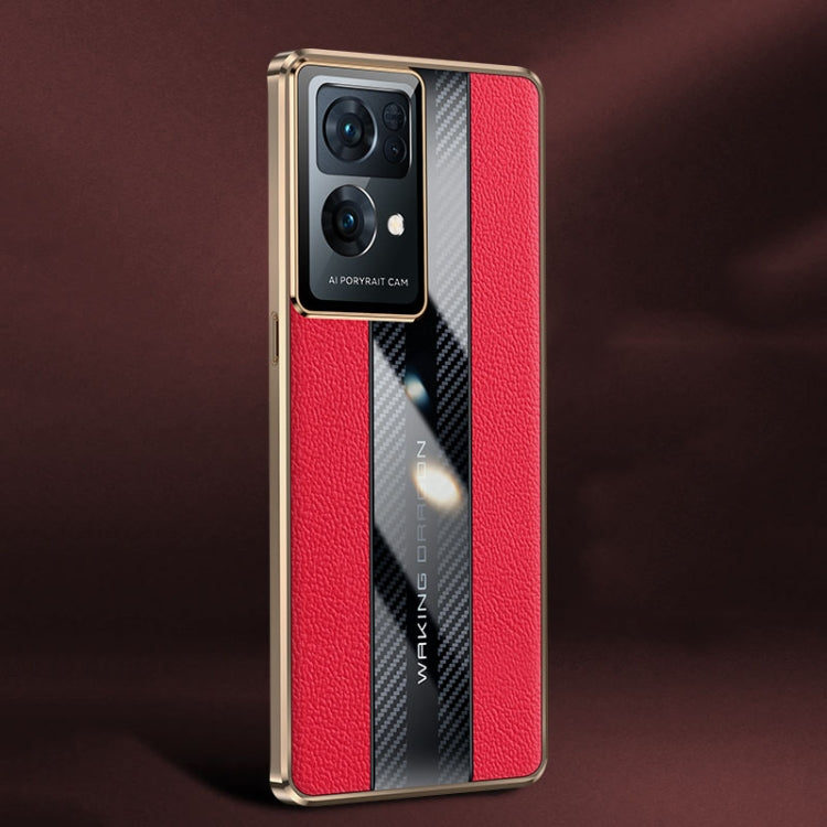 For OPPO Reno7 Pro Racing Car Design Leather Electroplating Process Anti-fingerprint Protective Phone Case