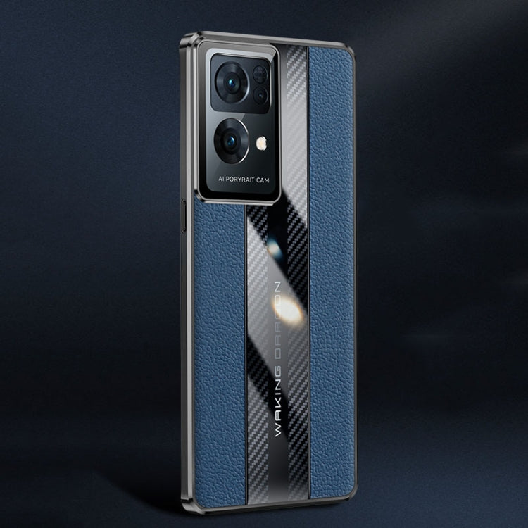For OPPO Reno7 Pro Racing Car Design Leather Electroplating Process Anti-fingerprint Protective Phone Case