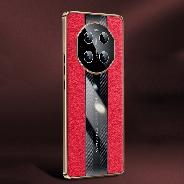 For Huawei Mate 40 Pro Racing Car Design Leather Electroplating Process Anti-fingerprint Protective Phone Case