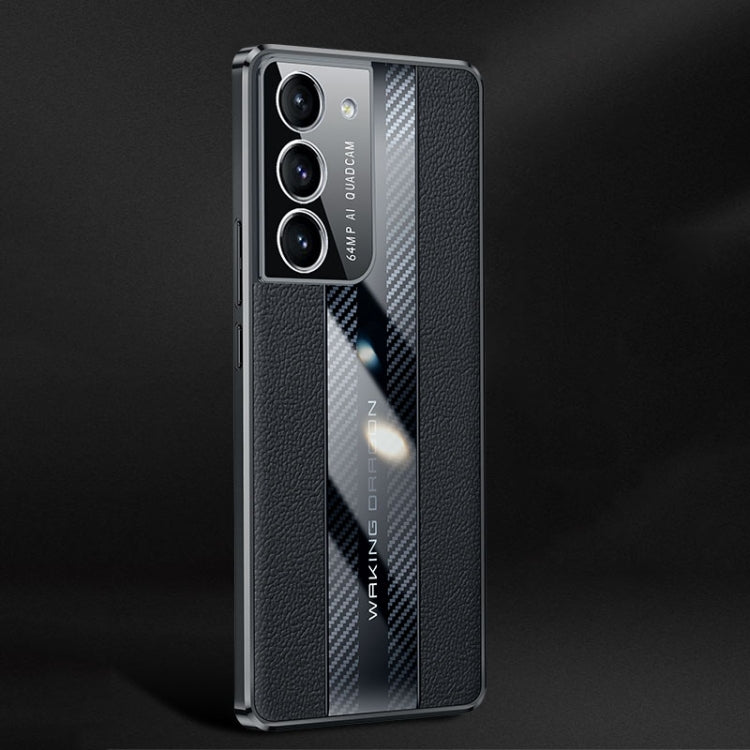 For Samsung Galaxy S21 5G Racing Car Design Leather Electroplating Process Anti-fingerprint Protective Phone Case