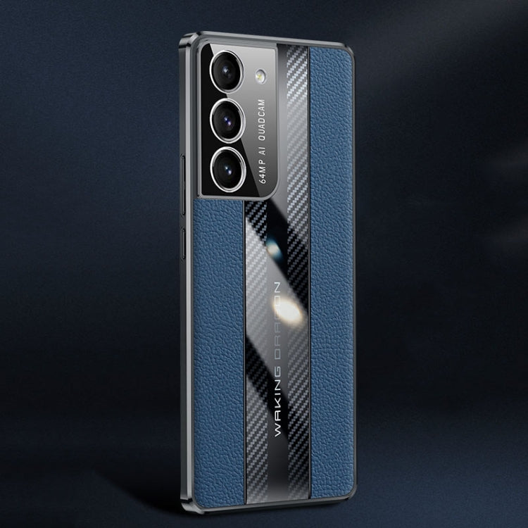 For Samsung Galaxy S21 5G Racing Car Design Leather Electroplating Process Anti-fingerprint Protective Phone Case