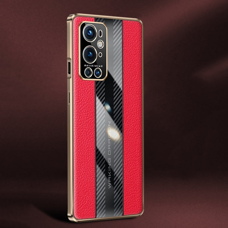For OnePlus 9 Pro Racing Car Design Leather Electroplating Process Anti-fingerprint Protective Phone Case