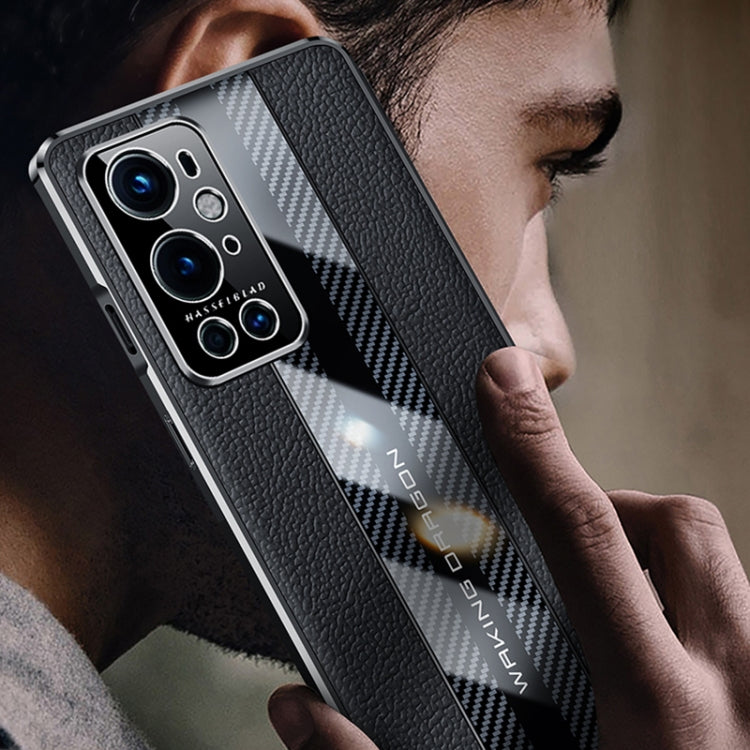 For OnePlus 9 Pro Racing Car Design Leather Electroplating Process Anti-fingerprint Protective Phone Case